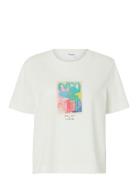 Slfessential Ss Boxy Printed Tee White Selected Femme