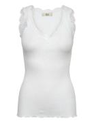 Rmwbalta Modal Sl V-Neck Top White RM By Rosemunde
