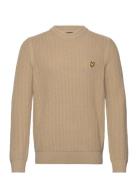 Ribbed Crew Neck Jumper Beige Lyle & Scott