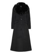 Faux-Fur-Collar Wool-Blend Coat Black Lauren Ralph Lauren