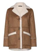 Faux-Shearling & Faux-Suede Coat Brown Lauren Ralph Lauren