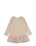 Dress L/S Modal Striped Beige Petit Piao