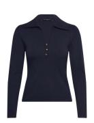 Larry V Neck Polo Top Navy French Connection