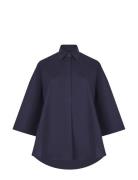 Rhodes Poplin Ss Popover Navy French Connection