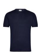 Man Fine Knit T-Shirt Navy Davida Cashmere