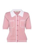 Pd-Vigga Contrast Polo Knit Pink Pieszak