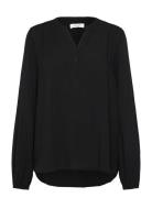 Rwelif Ls V-Neck Long Blouse Black Rosemunde