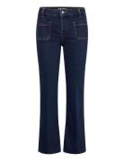 Flared Cropped Jeans With Pockets Blue Mango