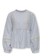 Kogmonica Ane L/S Emb Top Wvn Blue Kids Only