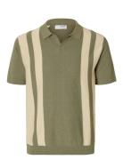 Slhmattis Ss Linen Blend Open Polo Noos Green Selected Homme
