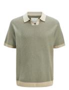 Jprcceaston Knit Split Neck Ss Sn Green Jack & J S