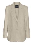Vmmindy Ls Loose Linen Blazer Mix Beige Vero Moda