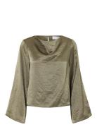 Slfselene Ls Draped Neckline Top B Green Selected Femme
