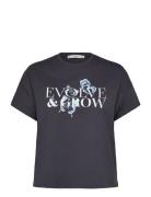 Cotton T-Shirt With Printed Message Black Mango