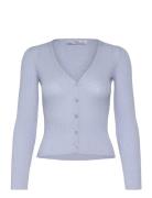 V-Neck Rib-Knit Cardigan Blue Mango