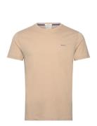 Contrast Logo Ss T-Shirt Beige GANT