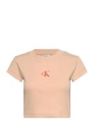 Monologo Baby Rib Tee Orange Calvin Klein Jeans
