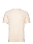 Micro Textured Cotton Ss C-Neck Cream GANT