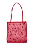 Flower-Embroidered Mesh Bag Red Mango