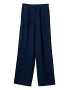 High Waist Wide-Leg Linen Pants Navy Lexington Clothing