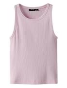 Nlfhinaja Crop Solid Tank Top Purple LMTD