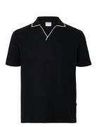 Slhsangev Split Neck Ss Polo Black Selected Homme
