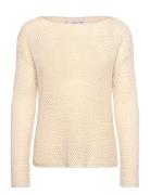Openwork Knitted Boat-Neck Sweater Cream Mango
