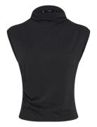 Fine-Knit Draped Top Black Mango
