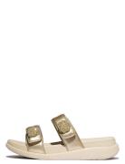F-Mode Go Beadie-Button Adj. Flatform 2-Bar Slides Cream FitFlop