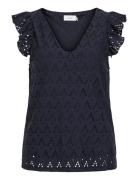 Viamalina V-Neck C/S Top/Pb Navy Vila