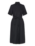 Reg Linen Ss Shirt Dress Black GANT