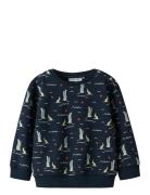 Nmmvermo Aop Ls Nreg Sweat Unb Navy Name It