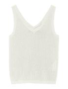 Vmluxlight Pointelle Sl V-Neck Top White Vero Moda