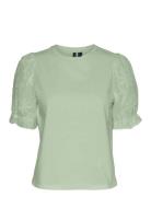 Vmsenna Ss Emb Sleeve Top Jrs Green Vero Moda