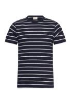 Cotton Linen Stripe Ss T-Shirt Navy GANT
