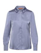 Collared Fitted Shirt, 2261 Satin Blue STINE GOYA