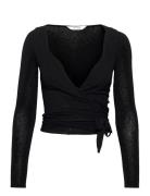 Anne L/S Wool Wrap Top Black Gai+Lisva