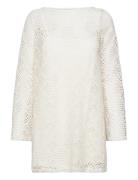 Geometric-Pattern Openwork Dress Cream Mango