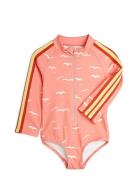 Seagull Aop Ls Swimsuit Pink Mini Rodini