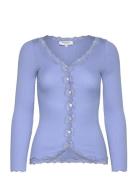 Rwbabette Ls V-Neck Regular Lace Ca Blue Rosemunde