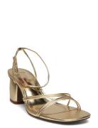 Heeled Sandal With Crossed Straps Gold Mango