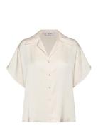 Short-Sleeved Satin Shirt Cream Mango