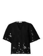 Slfdahlia Ss Broderi Shirt Noos Black Selected