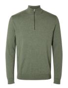 Slhberg Half Zip Cardigan Noos Green Selected