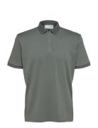 Slhfave Zip Ss Polo Noos Khaki Selected