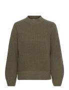 Slfleslie Ls Knit O-Neck B Khaki Selected