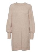 Slflulu Ls Knit Dress O-Neck B Noos Beige Selected