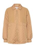 Slfnorma Quilted Teddy Jacket W Brown Selected