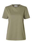 Slfmyessential Ss O-Neck Tee Noos Khaki Selected