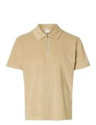 Slhrelax-Terry Ss Zip Polo Ex Beige Selected